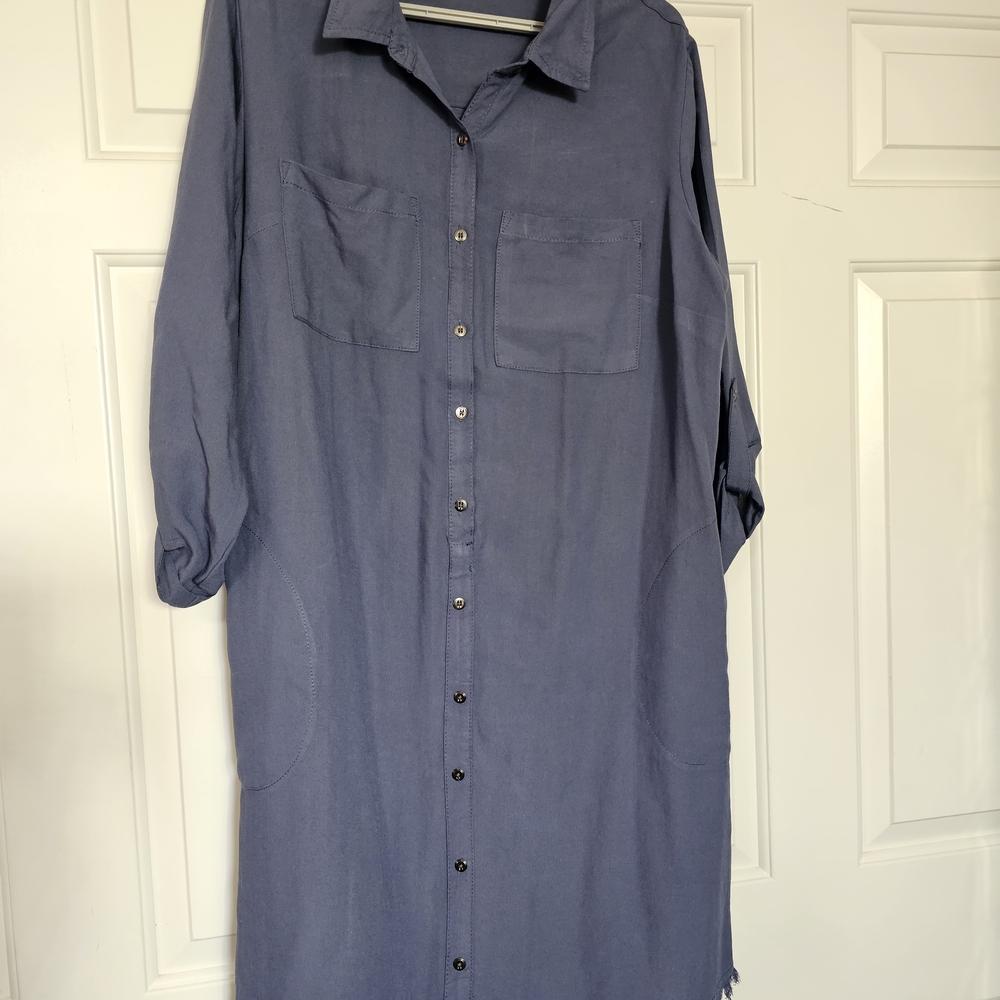 Elegant Blue Button-Up Dress